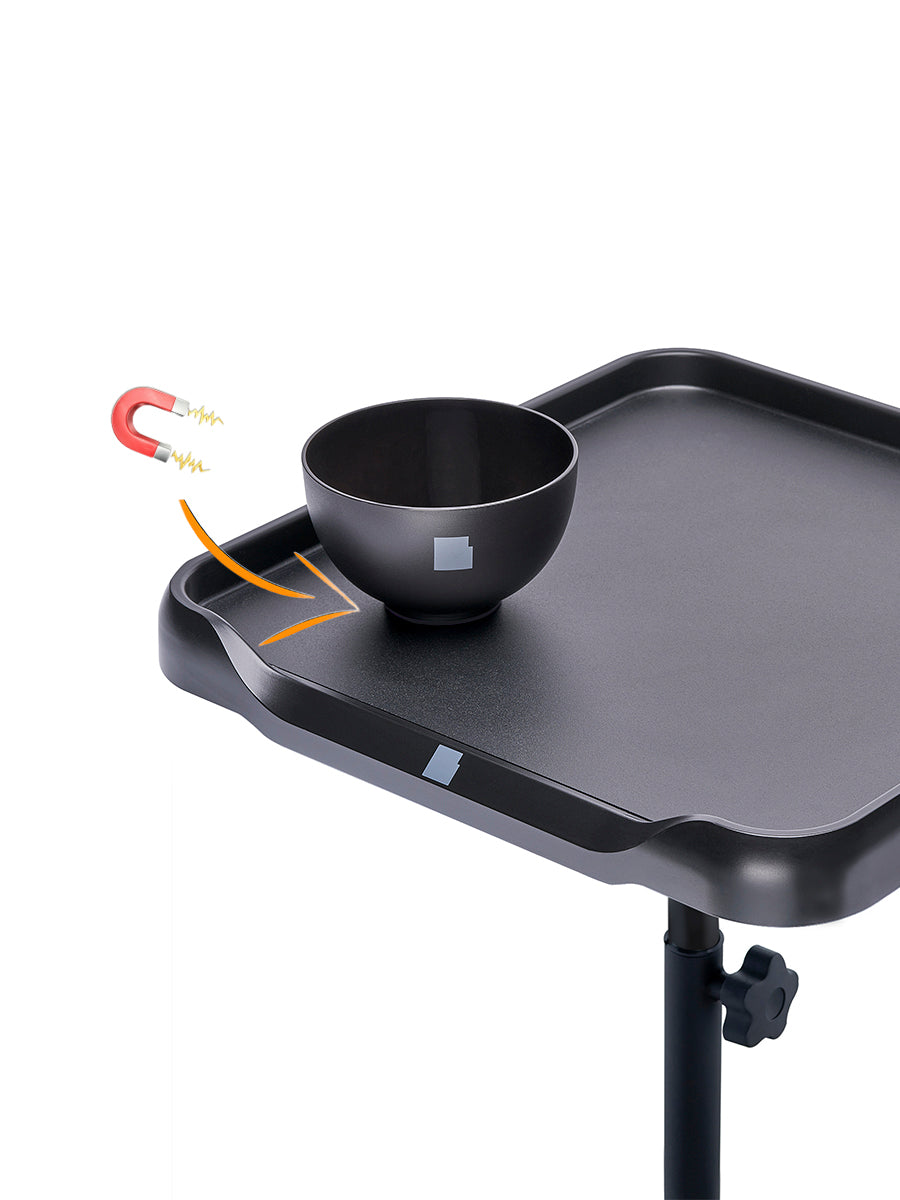 Magnetic color bowl locked on LEVSHAassistant Set C rolling color tray for balayage, airtouch and highlight services.