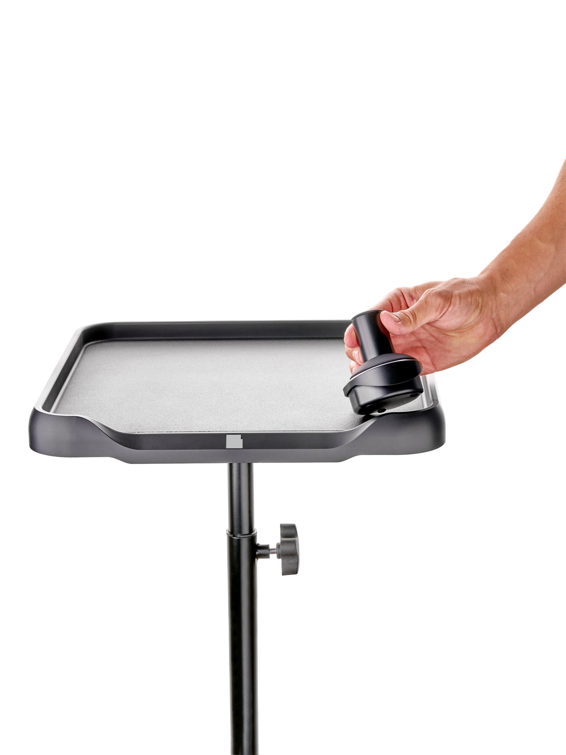 Magnetic Dyson hair dryer holder attaching to LEVSHA rolling color table for balayage and color services