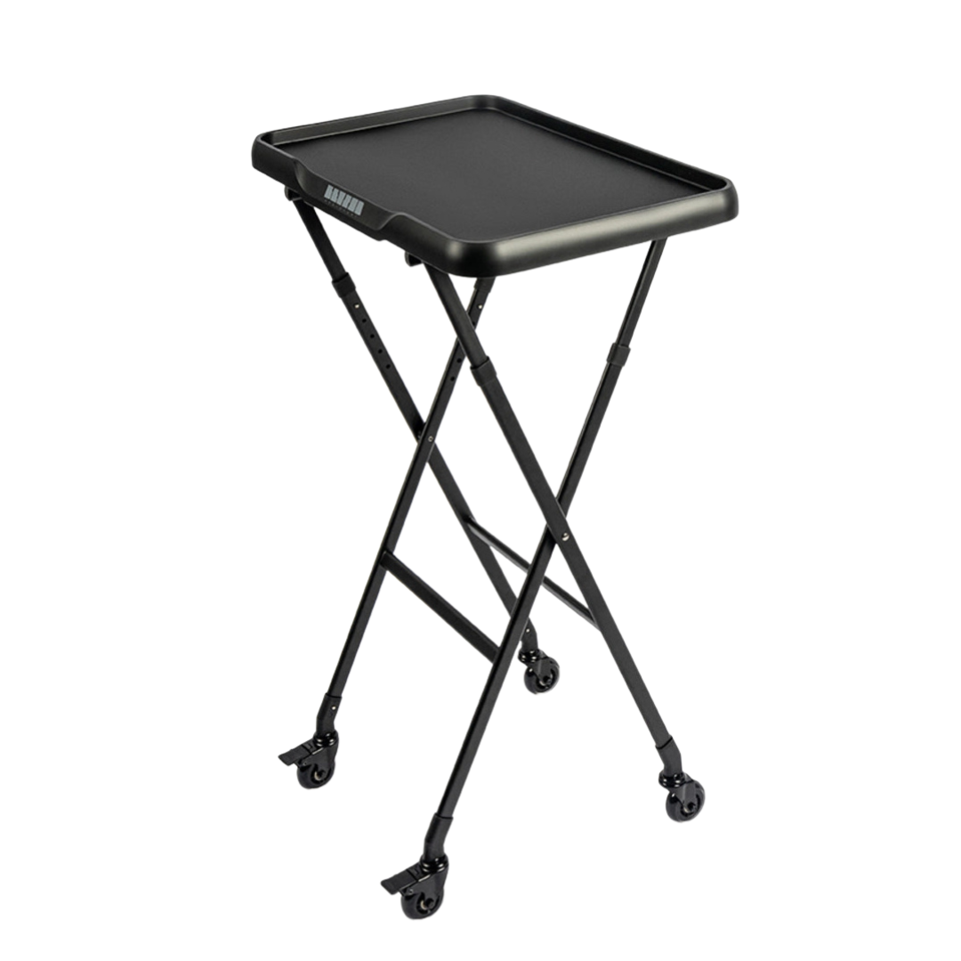 LEVSHAssistant Orion TRANSFORMER rolling salon color tray table on wheels – folding height-adjustable workstation for balayage, Airtouch and hair coloring services