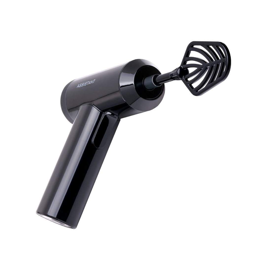 LEVSHA black cordless hair color mixer with leaf-shaped paddle attachment